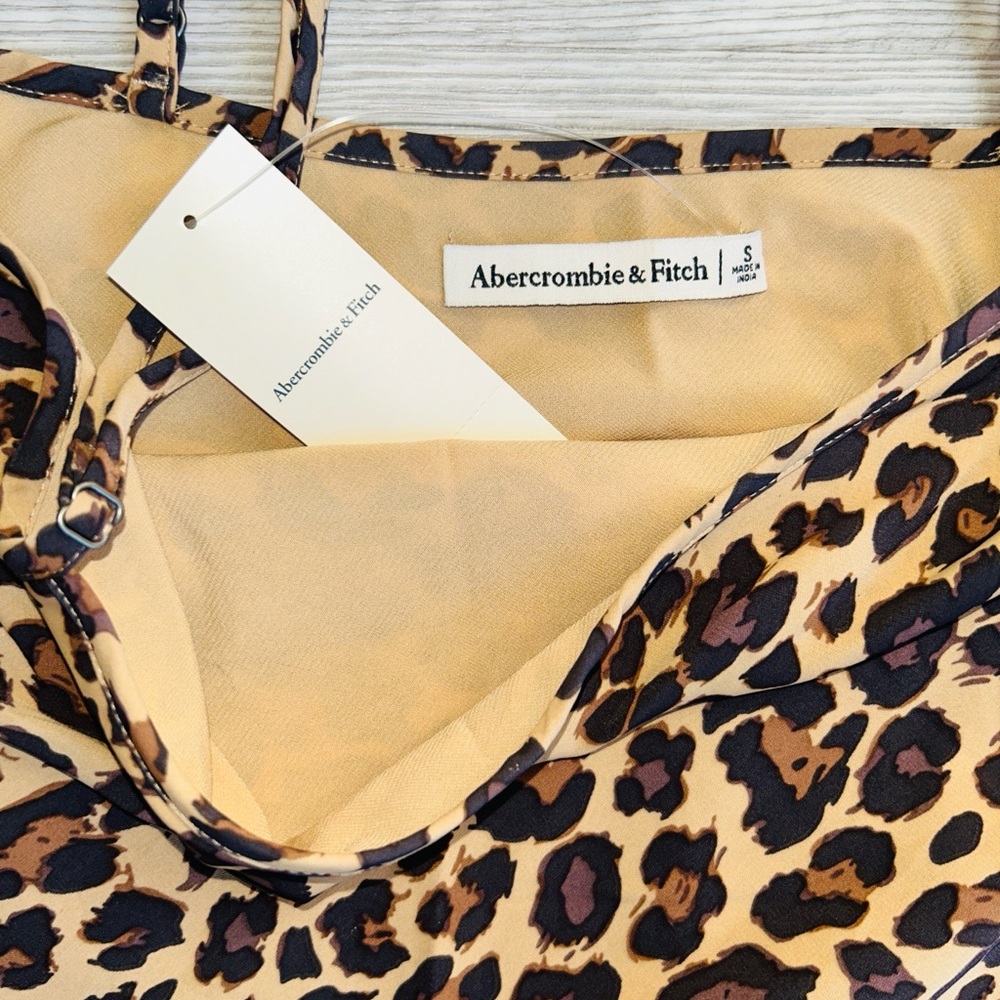 🆕🫎 Abercrombie Leopard Julia Slip Maxi Dress Small NWT - Picture 7 of 14